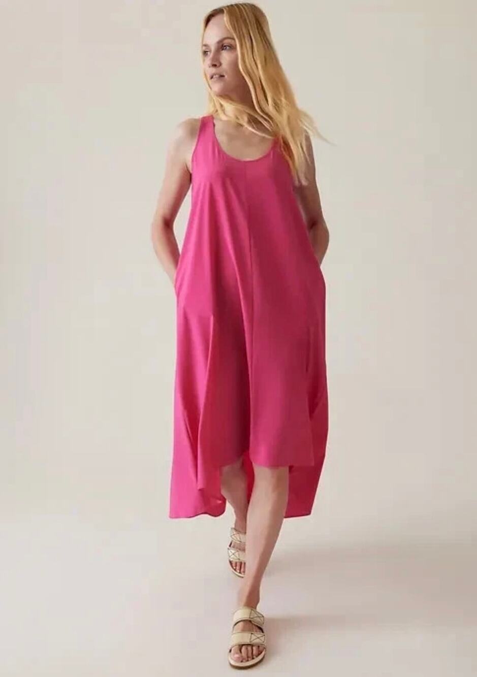 Athleta Sleeveless Racerback Lightweight High-Low Pink Presidio Dress S NEW